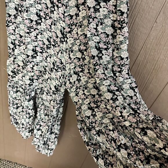 Natural Life Women's Journey Boho Black Floral Jumpsuit Size XS/S Pockets Summer - Picture 4 of 7